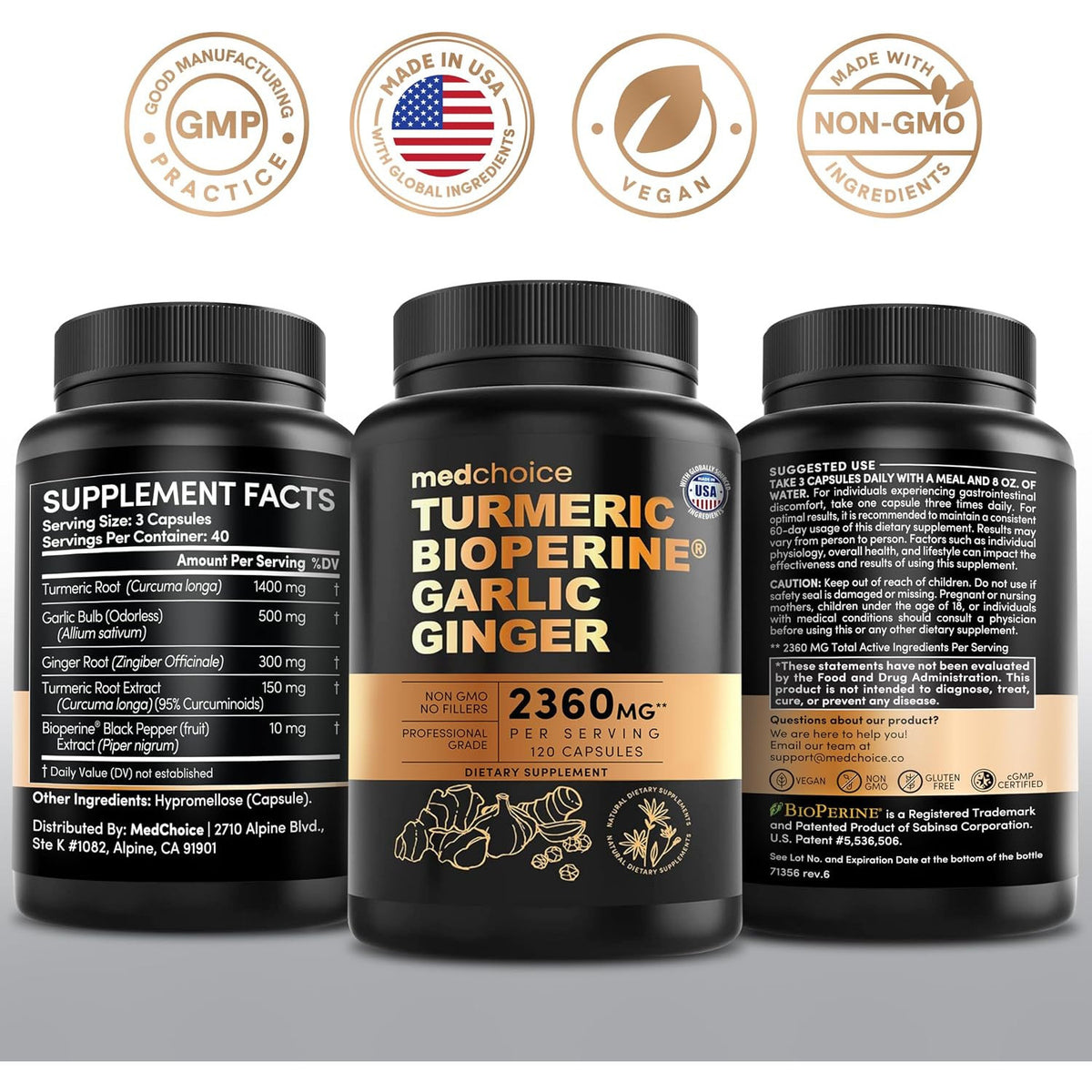 MedChoice 4-in-1 Turmeric Joint Support Supplement 2360mg 120ct