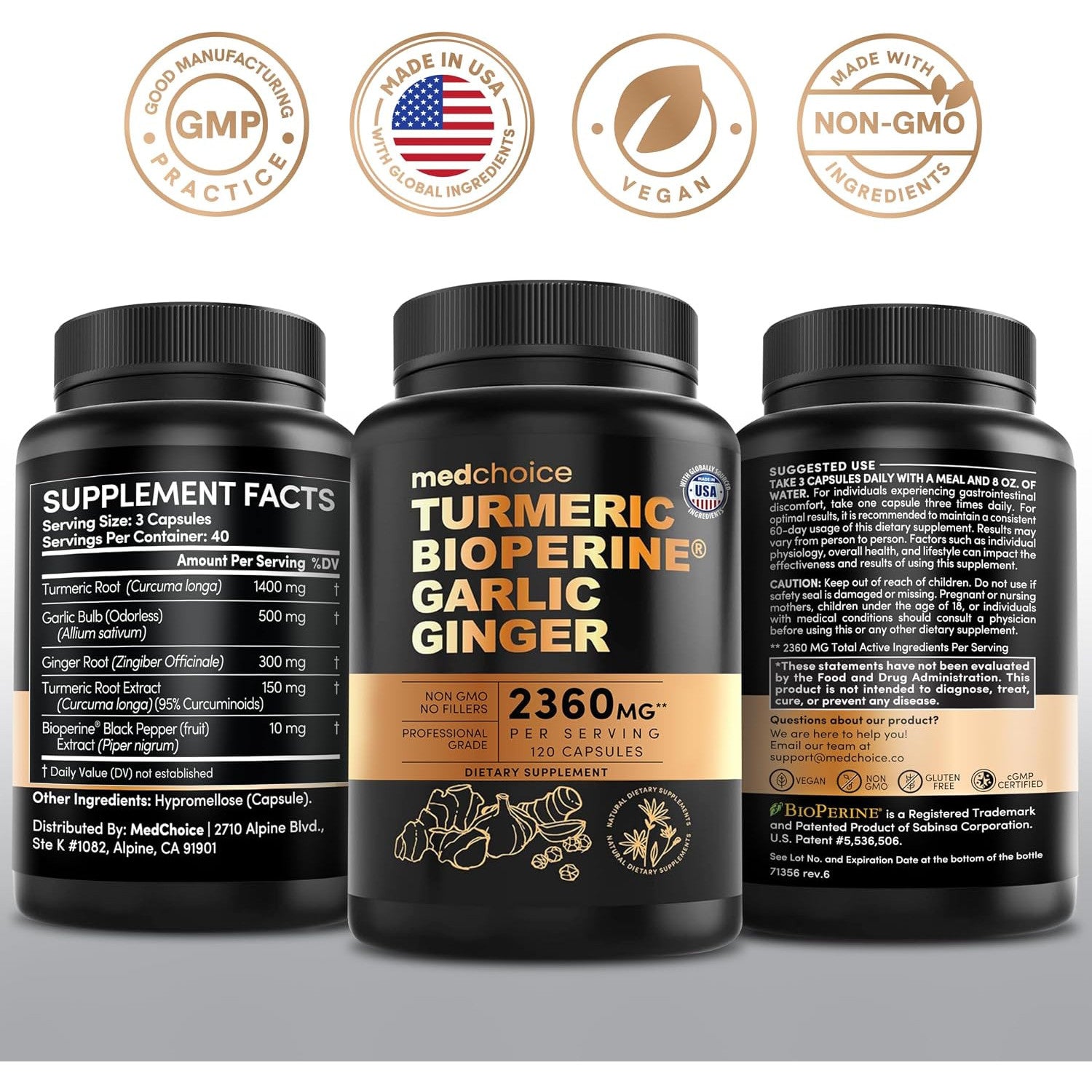 MedChoice 4-in-1 Turmeric Joint Support Supplement 2360mg 120ct