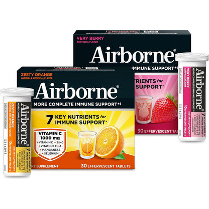 Airborne Immune Support Effervescent Tablets Zesty Orange 30 Count