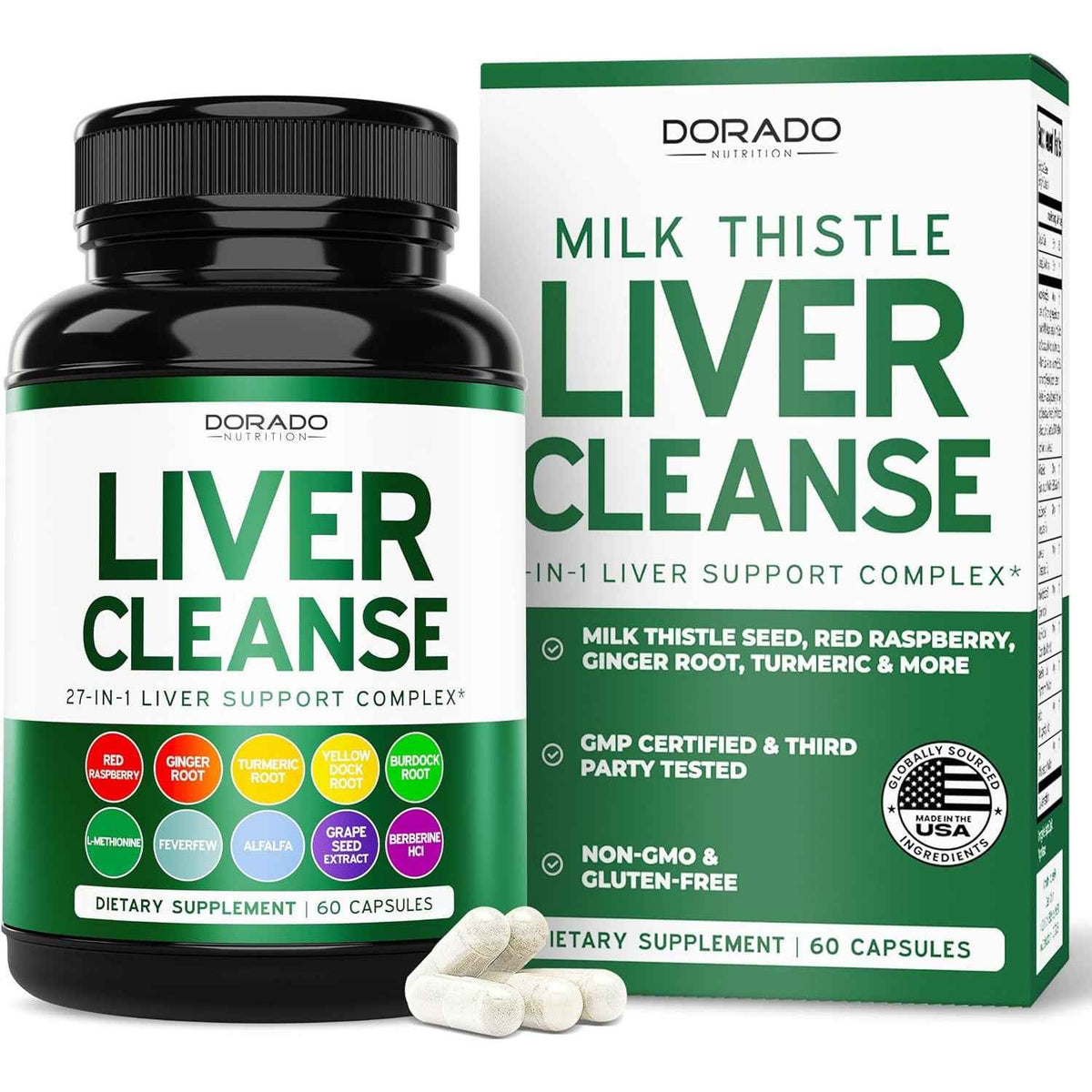 Dorado Nutrition Milk Thistle Liver Cleanse Detox Support Capsules
