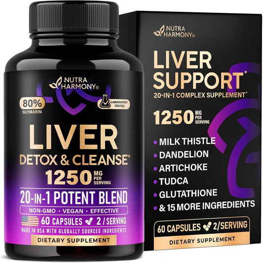 NUTRAHARMONY Milk Thistle TUDCA Liver Cleanse Detox Support Capsules