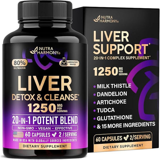 NUTRAHARMONY Milk Thistle TUDCA Liver Cleanse Detox Support Capsules