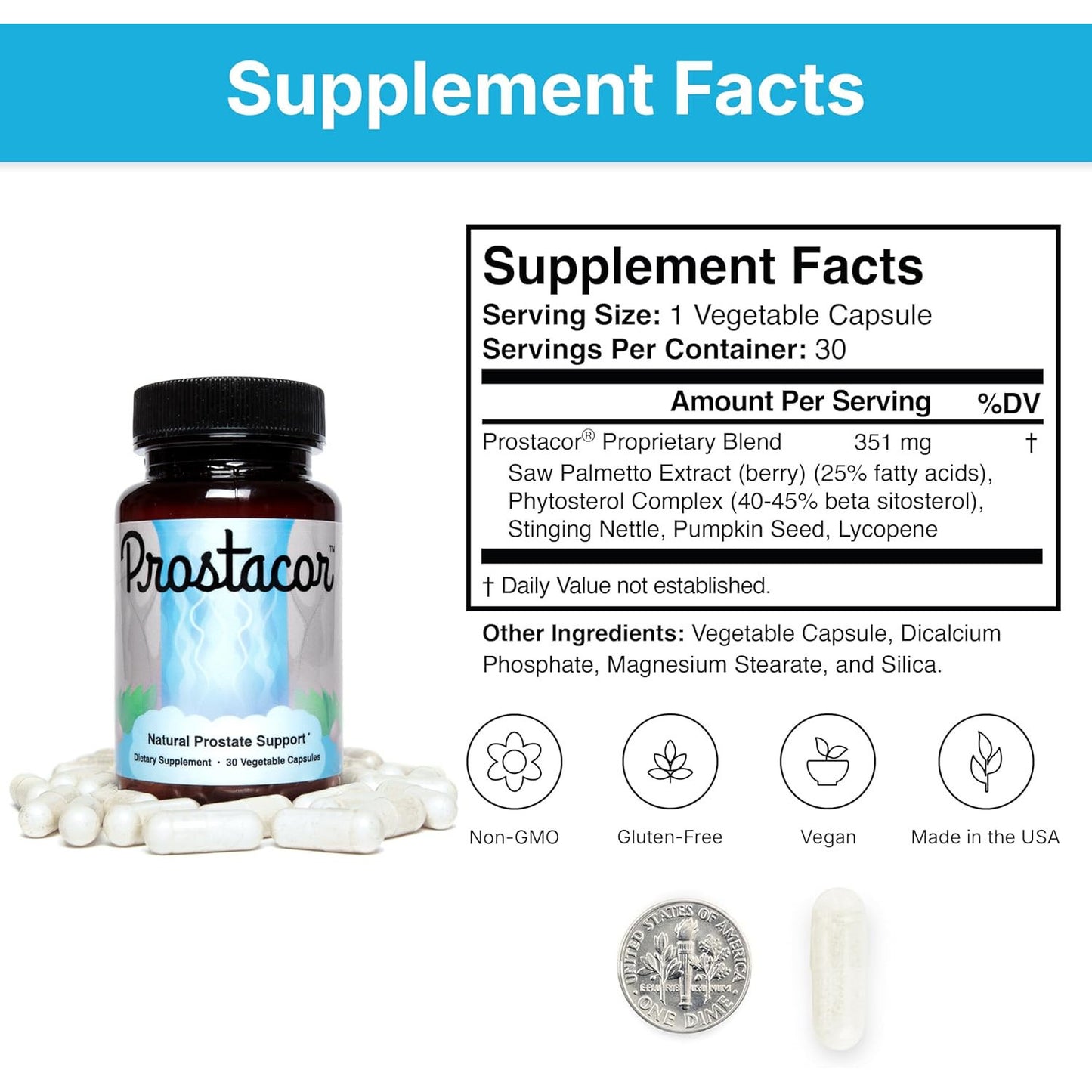 Prostacor Natural Prostate Support Supplement for Men 30-Day Supply