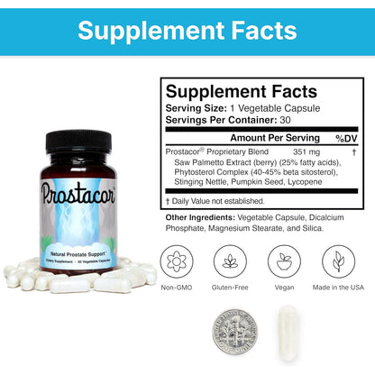 Prostacor Natural Prostate Support Supplement for Men 30-Day Supply