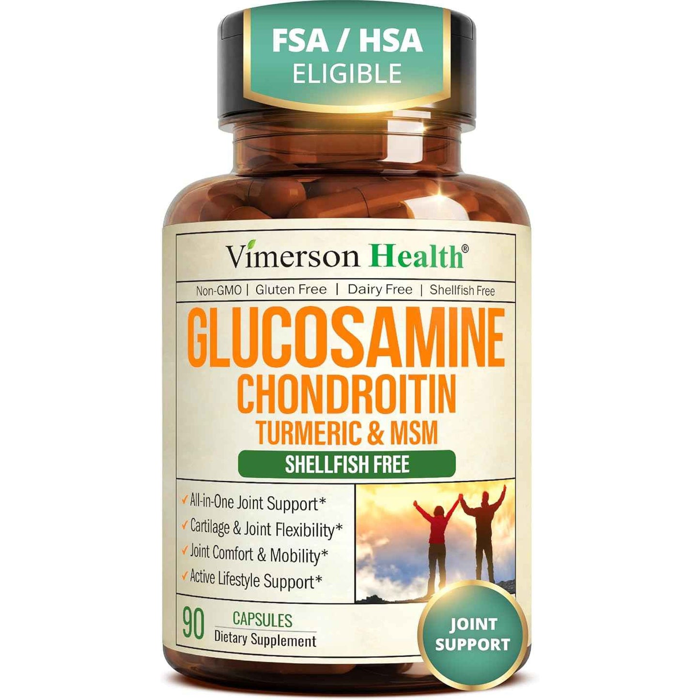 Vimerson Health Glucosamine Chondroitin MSM Joint Support Supplement 90 Count