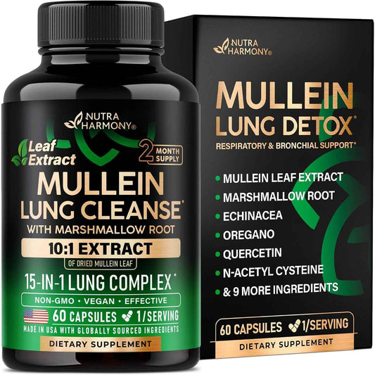 NUTRAHARMONY Mullein Lung Detox Respiratory Support Capsules
