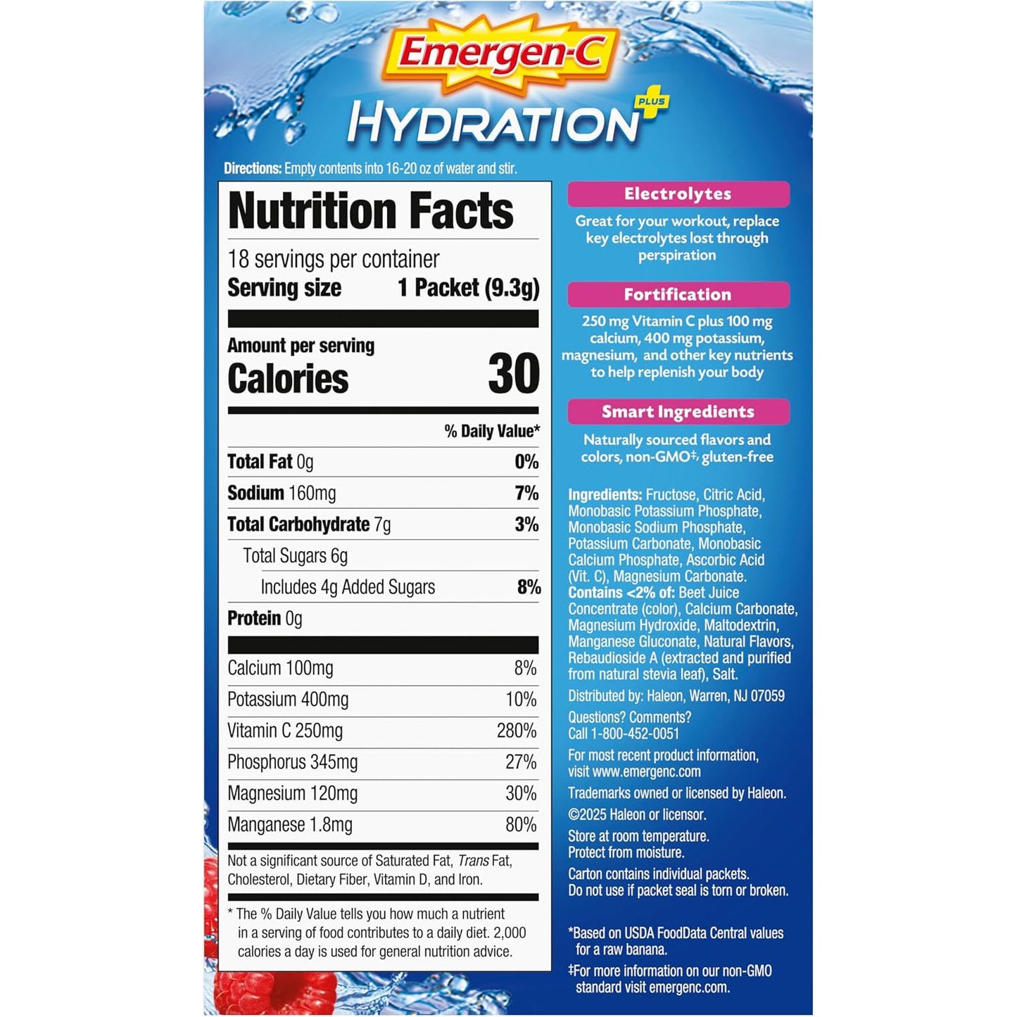 Emergen-C Hydration+ Vitamin C Sports Drink Mix Packets