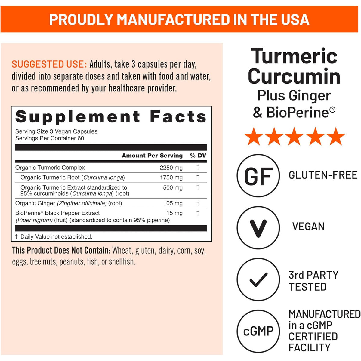 NatureWise Curcumin Turmeric 2250mg 95% Curcuminoids BioPerine 180 Count