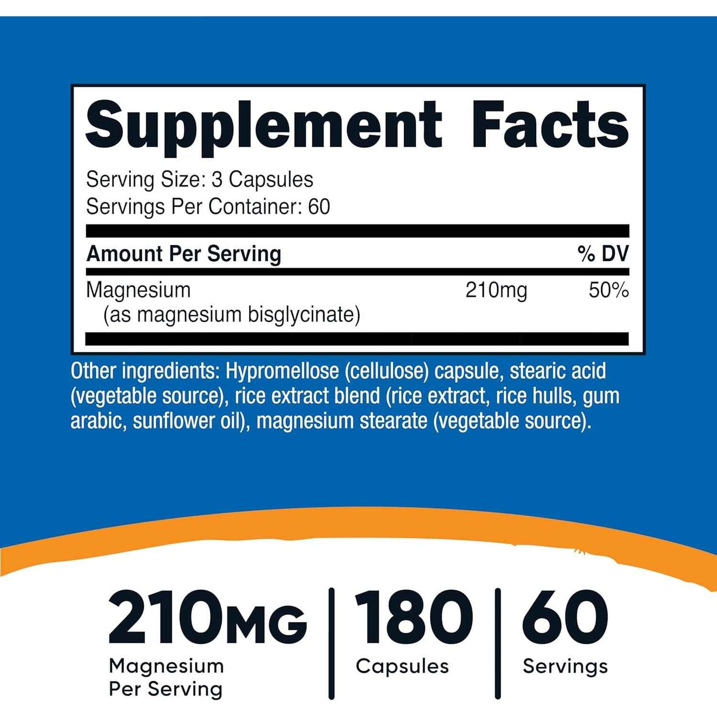 Nutricost Magnesium Glycinate 210mg Capsules 180 Count Gentle Absorption
