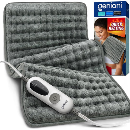 GENIANI Electric Heating Pad Microplush Auto Shut Off Machine Washable for Back Pain Cramps Neck Shoulder Relief