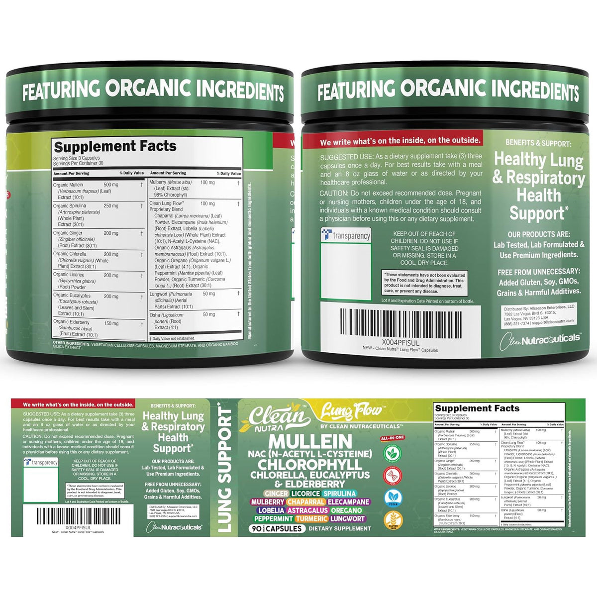 Clean Nutraceuticals Mullein Leaf Respiratory Support Capsules