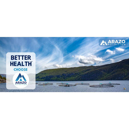 Arazo Nutrition Wild Caught Omega-3 Fish Oil Softgels with 4080mg EPA and DHA in lemon flavor, 120 count.