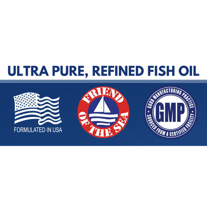Arazo Nutrition Wild Caught Omega-3 Fish Oil Softgels with 4080mg EPA and DHA, lemon flavor, 120 count.