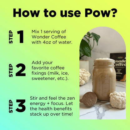 Pow Wonder Coffee Functional Mushroom Coffee 30 Servings