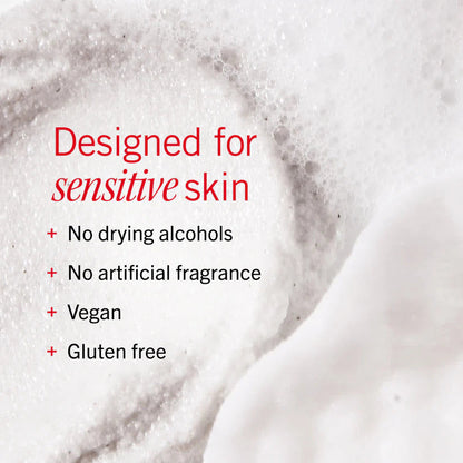 First Aid Beauty Ultra Gentle Cream-to-Foam Face Cleanser in a pump bottle, showing the cleanser's smooth texture and packaging.