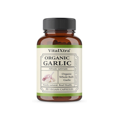 VitalXtra Organic Garlic Capsules 30-120 Count Immune Digestive Support