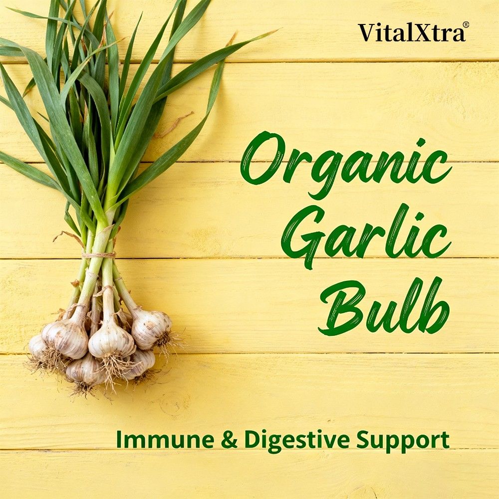 VitalXtra Organic Garlic Capsules 30-120 Count Immune Digestive Support