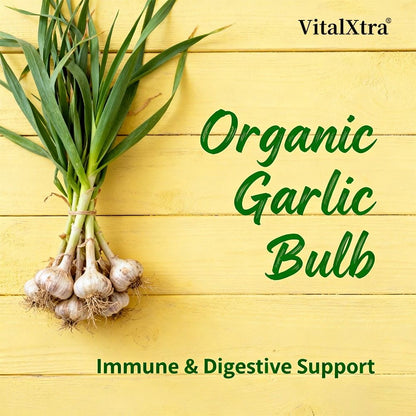 VitalXtra Organic Garlic Capsules 30-120 Count Immune Digestive Support