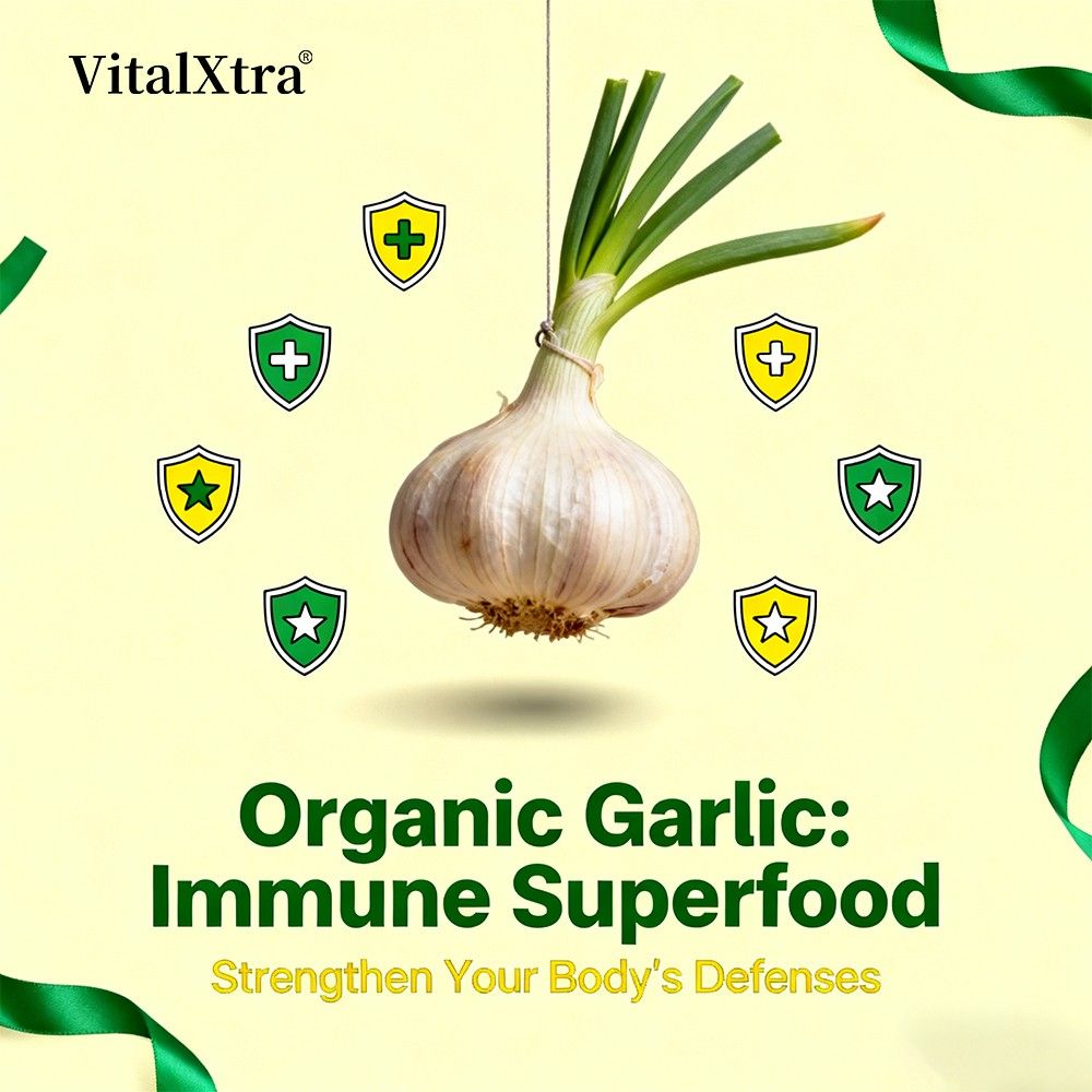 VitalXtra Organic Garlic Capsules 30-120 Count Immune Digestive Support
