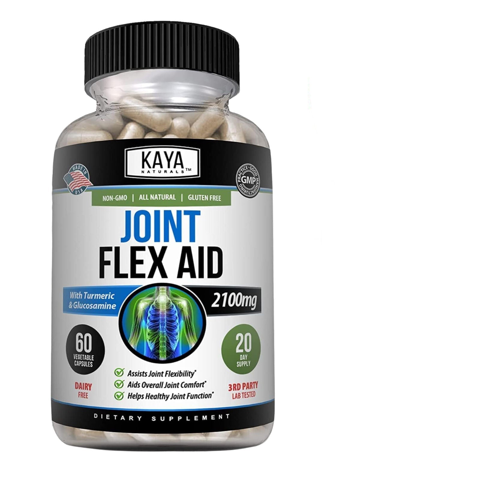 Kaya Naturals Triple Strength Joint Support Glucosamine Turmeric MSM Supplement 60ct