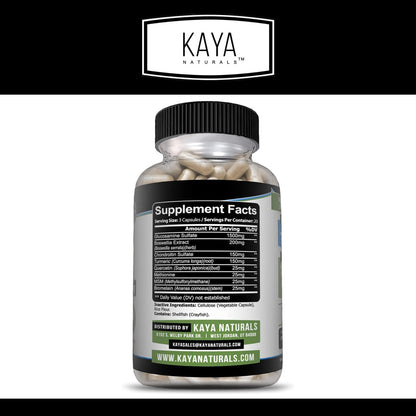 Kaya Naturals Triple Strength Joint Support Glucosamine Turmeric MSM Supplement 60ct