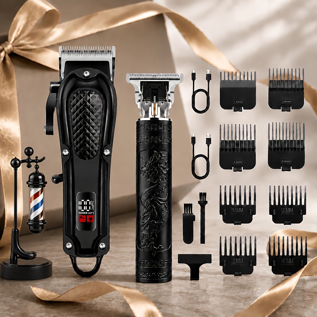 Rechargeable Electric Grooming Kit With LCD Battery Display Black