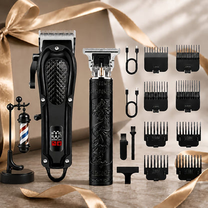 Rechargeable Electric Grooming Kit With LCD Battery Display Black