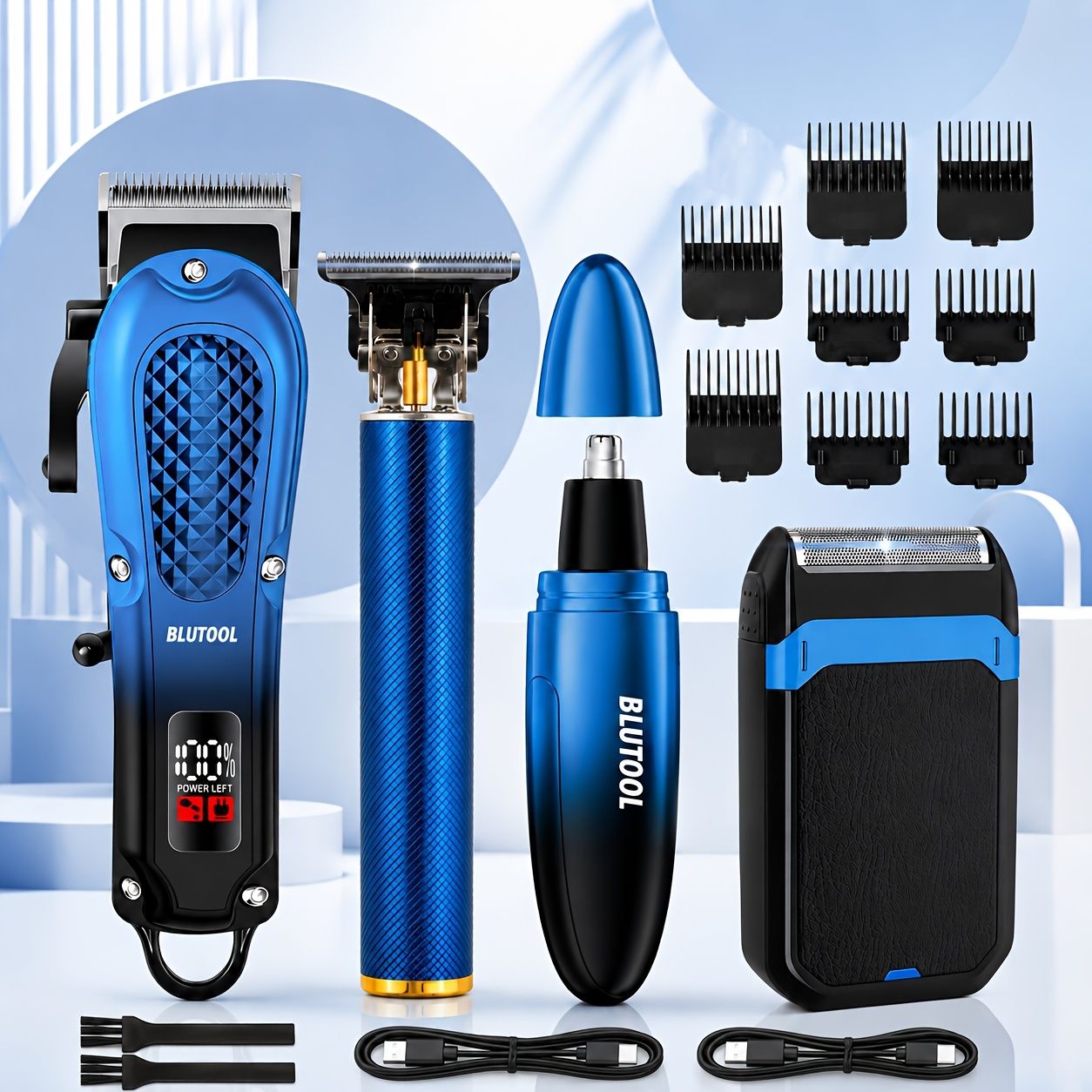 Rechargeable Electric Grooming Kit With LCD Battery Display Black