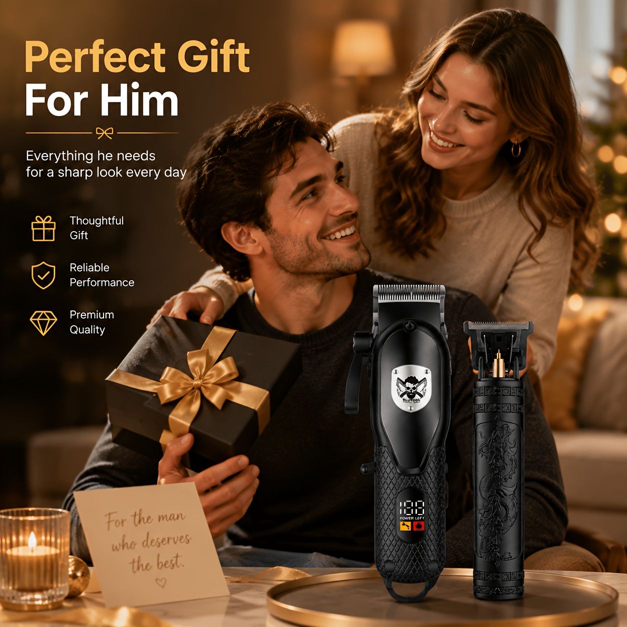 Rechargeable Electric Grooming Kit With LCD Battery Display Black