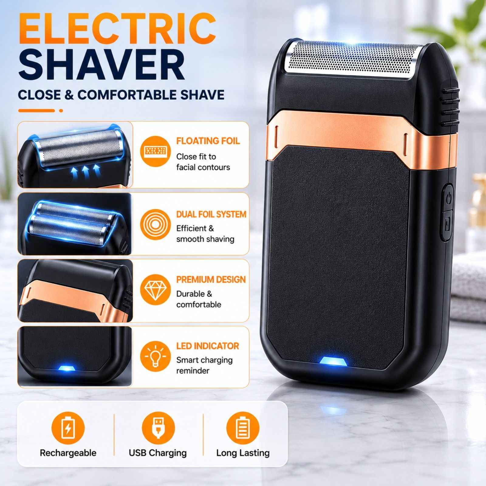 Rechargeable Electric Grooming Kit With LCD Battery Display Black