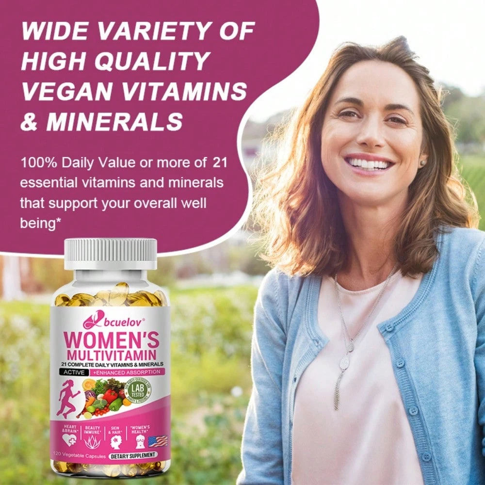 Bcuelov Women's Daily Vitamins Dietary Supplement 120 Softgels 21 Vitamins Minerals