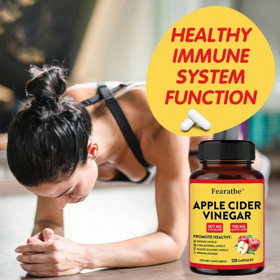 SHEIN Apple Cider Vinegar Supplement 1877mg ACV Blend Acetic Acid 120 Capsules