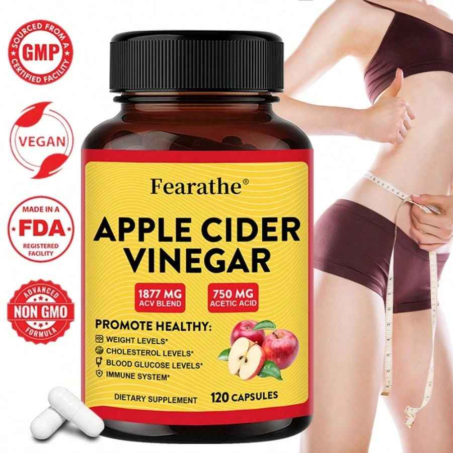SHEIN Apple Cider Vinegar Supplement 1877mg ACV Blend Acetic Acid 120 Capsules