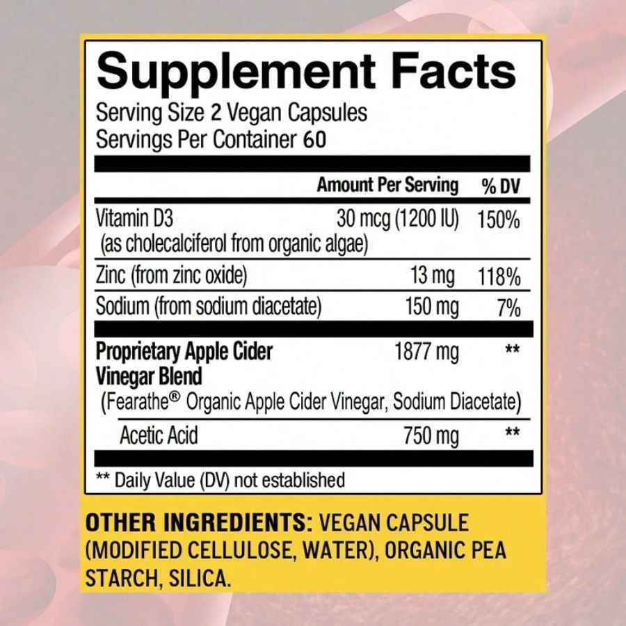 SHEIN Apple Cider Vinegar Supplement 1877mg ACV Blend Acetic Acid 120 Capsules