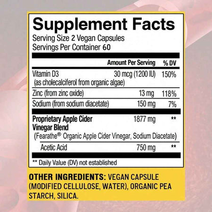 SHEIN Apple Cider Vinegar Supplement 1877mg ACV Blend Acetic Acid 120 Capsules