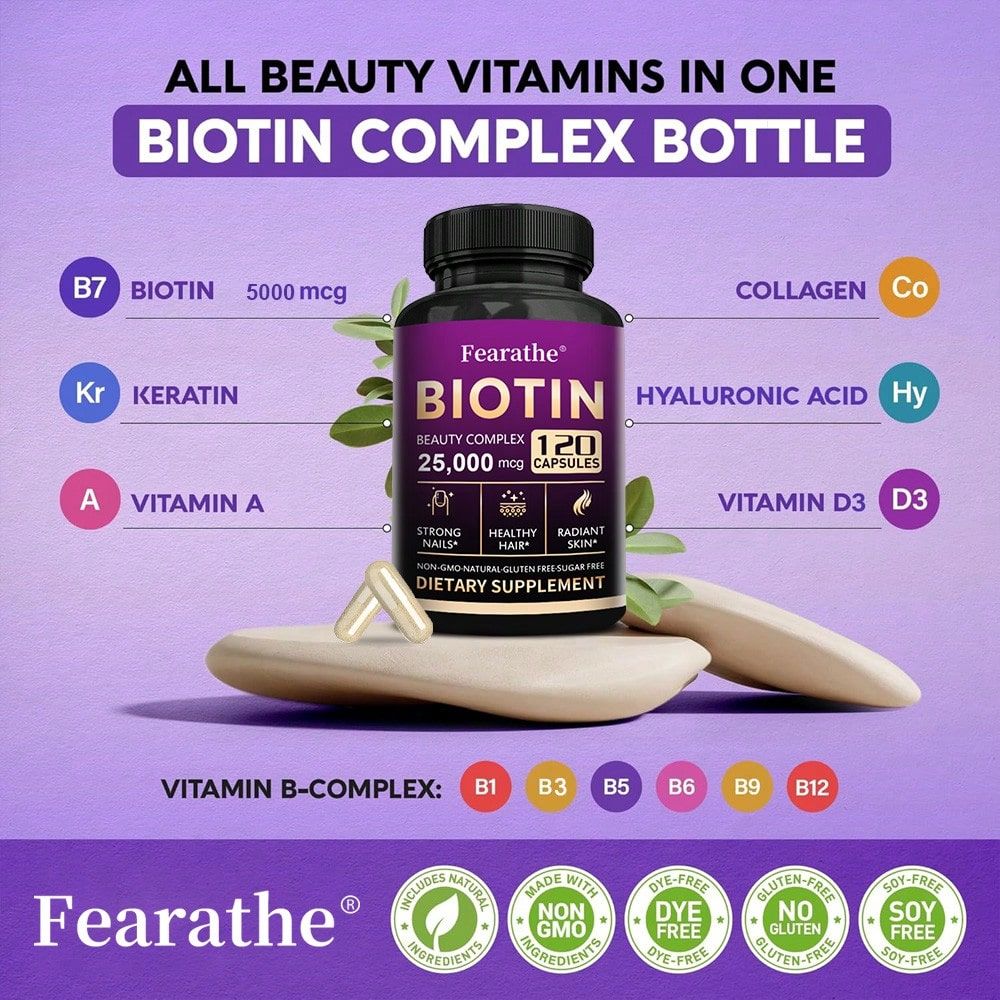 Biotin Vitamin B6 Pantothenic Acid Dietary Supplement 120 Capsules