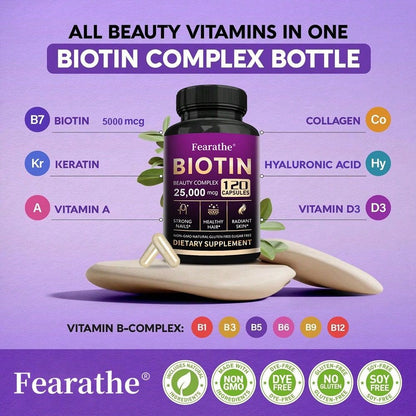 Biotin Vitamin B6 Pantothenic Acid Dietary Supplement 120 Capsules