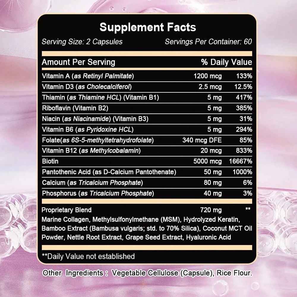 Biotin Vitamin B6 Pantothenic Acid Dietary Supplement 120 Capsules