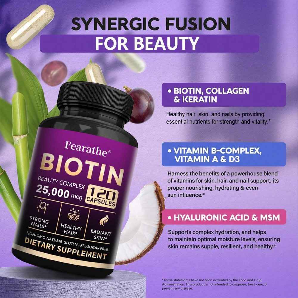 Biotin Vitamin B6 Pantothenic Acid Dietary Supplement 120 Capsules