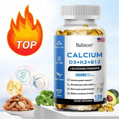 Calcium Supplement With Vitamin D3 K2 B12 Zinc High Absorption Formula 120 Softgels