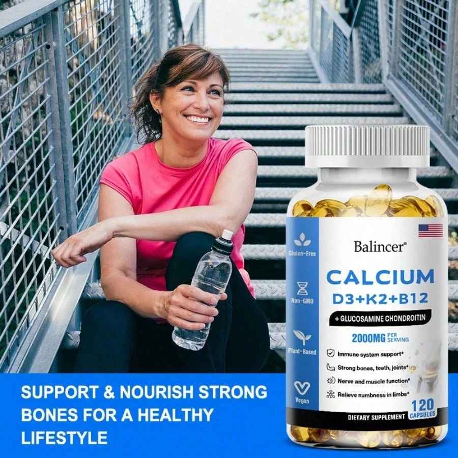 Calcium Supplement With Vitamin D3 K2 B12 Zinc High Absorption Formula 120 Softgels