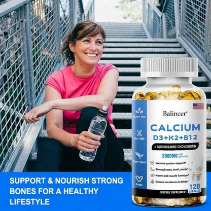 Calcium Supplement With Vitamin D3 K2 B12 Zinc High Absorption Formula 120 Softgels