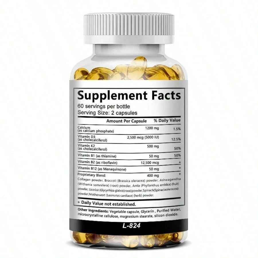 Calcium Supplement With Vitamin D3 K2 B12 Zinc High Absorption Formula 120 Softgels
