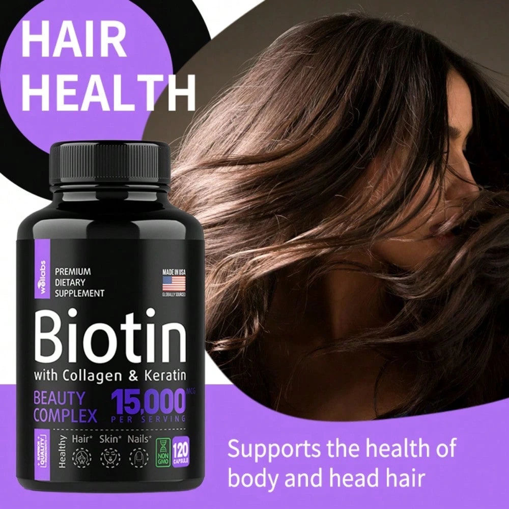 Biotin Collagen Keratin Hair Growth Supplement 120 Capsules