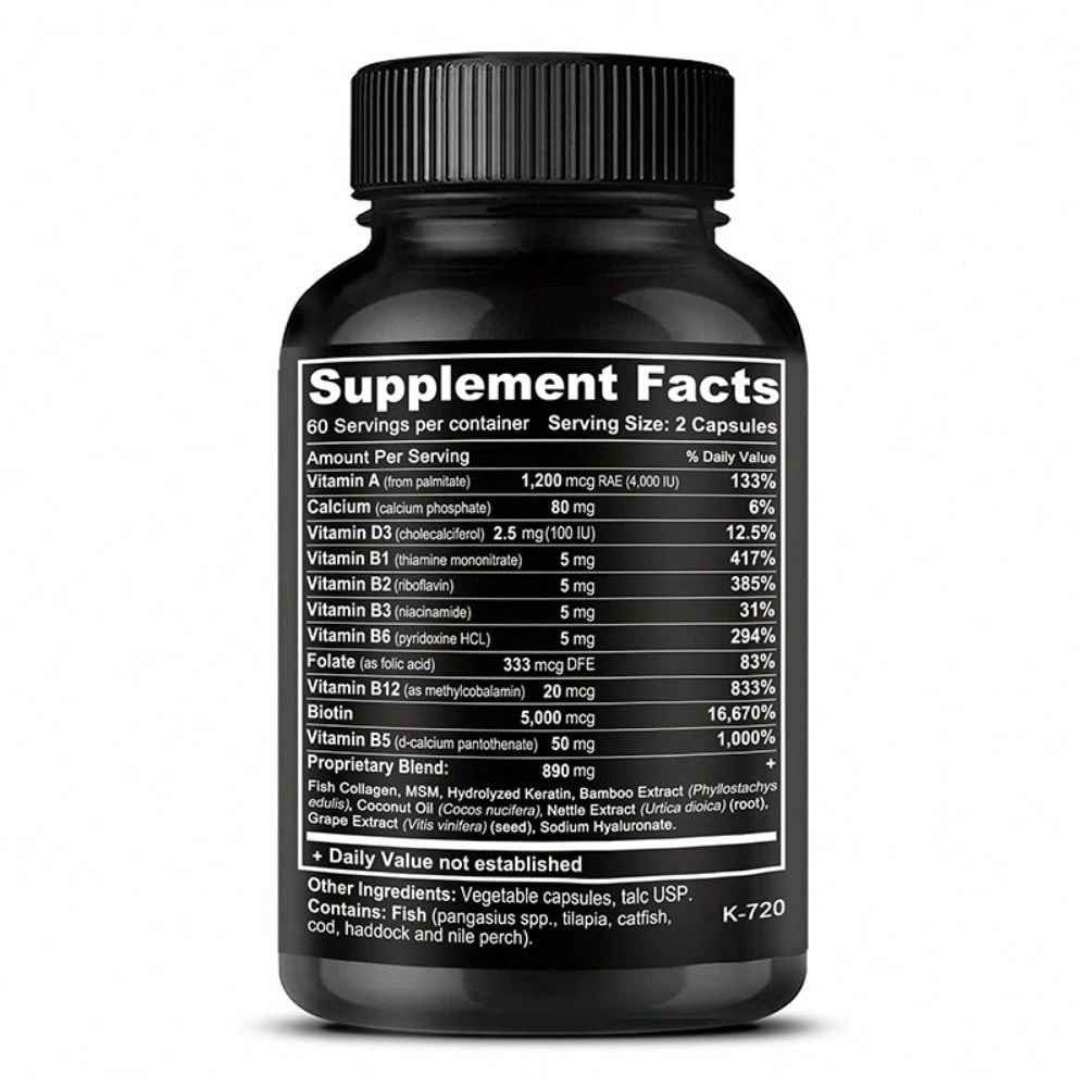 Biotin Collagen Keratin Hair Growth Supplement 120 Capsules