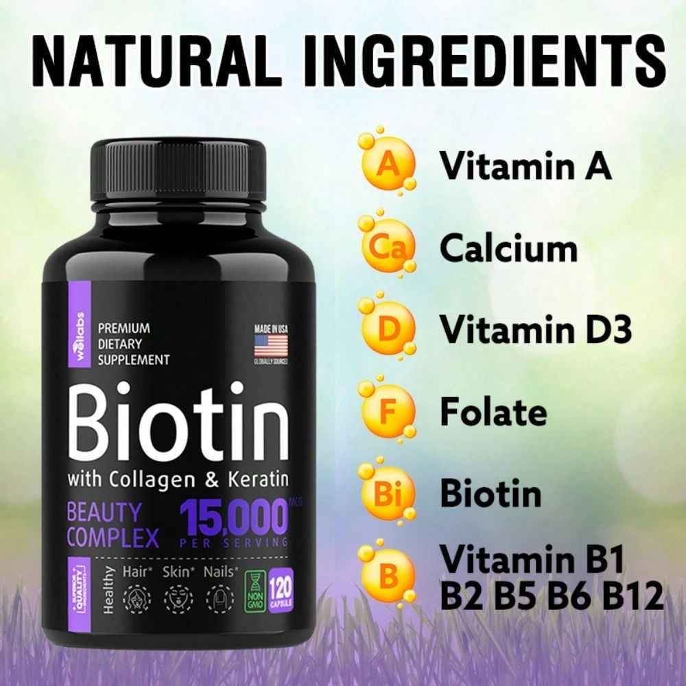 Biotin Collagen Keratin Hair Growth Supplement 120 Capsules