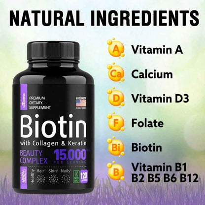 Biotin Collagen Keratin Hair Growth Supplement 120 Capsules