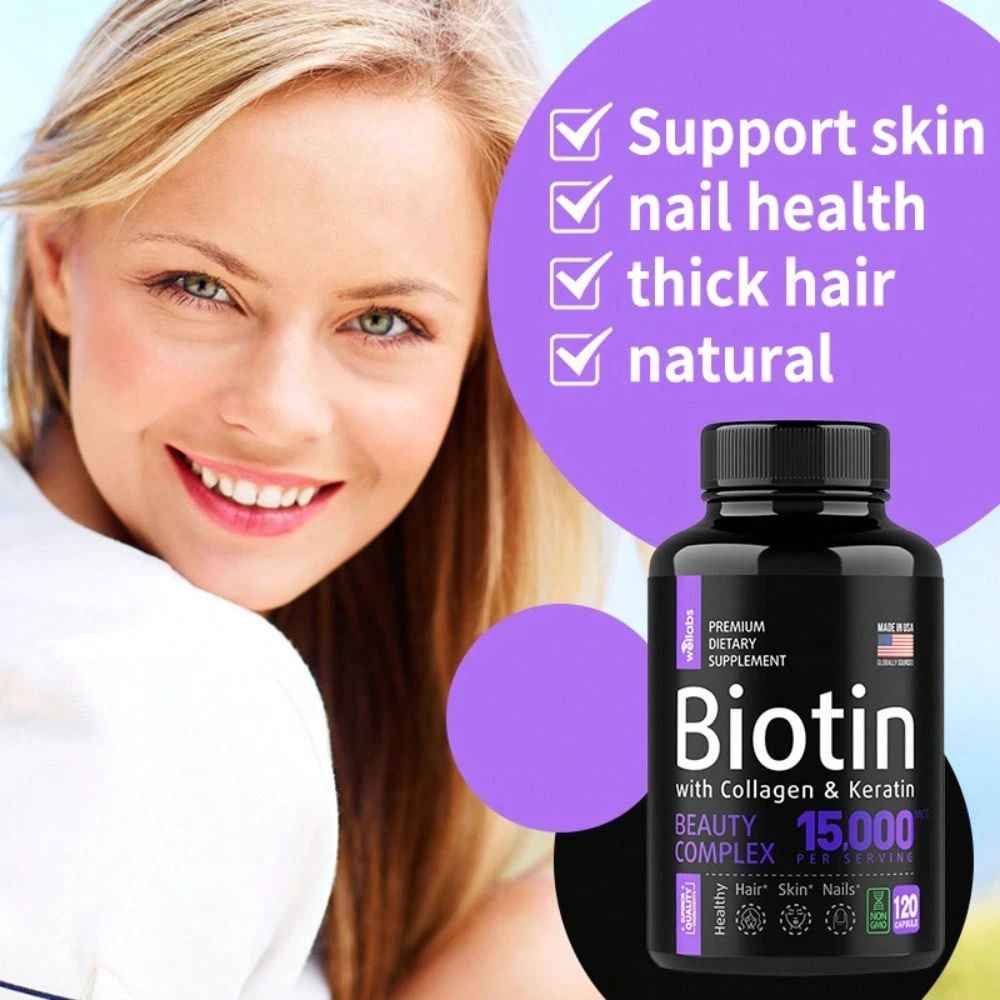 Biotin Collagen Keratin Hair Growth Supplement 120 Capsules