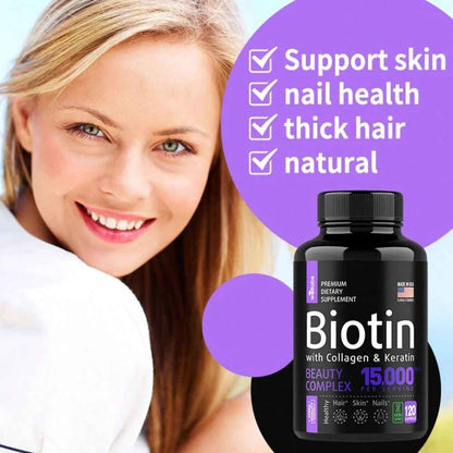 Biotin Collagen Keratin Hair Growth Supplement 120 Capsules
