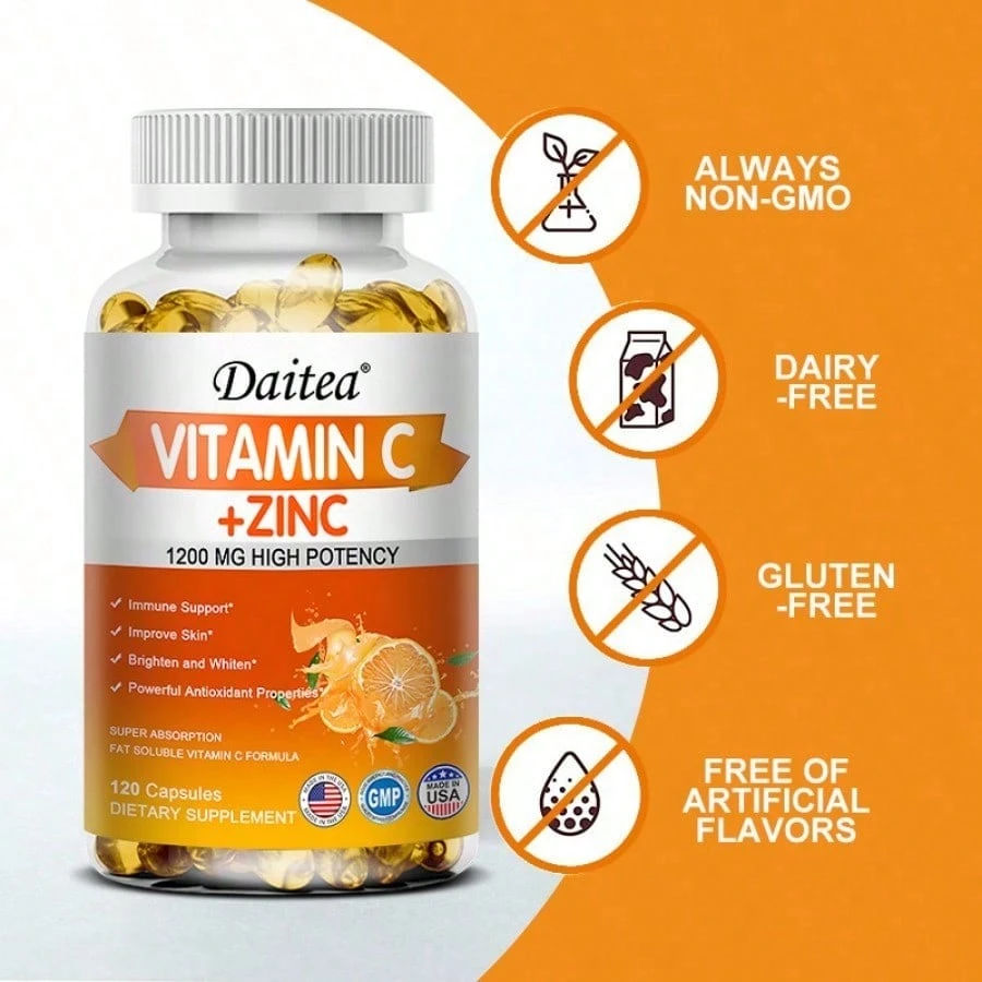 SHEIN Vitamin C Softgels Immune Support Antioxidant Supplement 120 Count